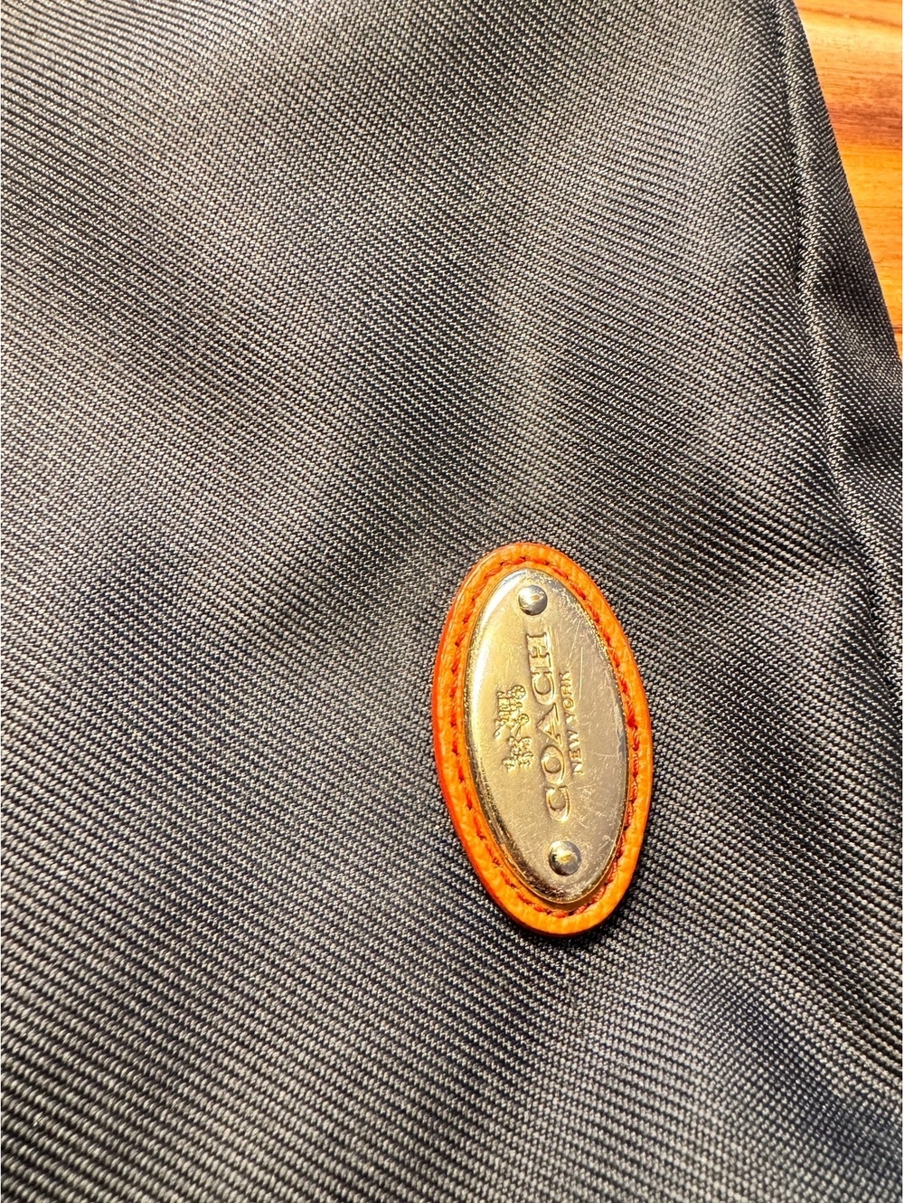 Coach Navy Blue Nylon Crossbody Bag with Brown Leather Trim and Adjustable Strap - Picture 5 of 8